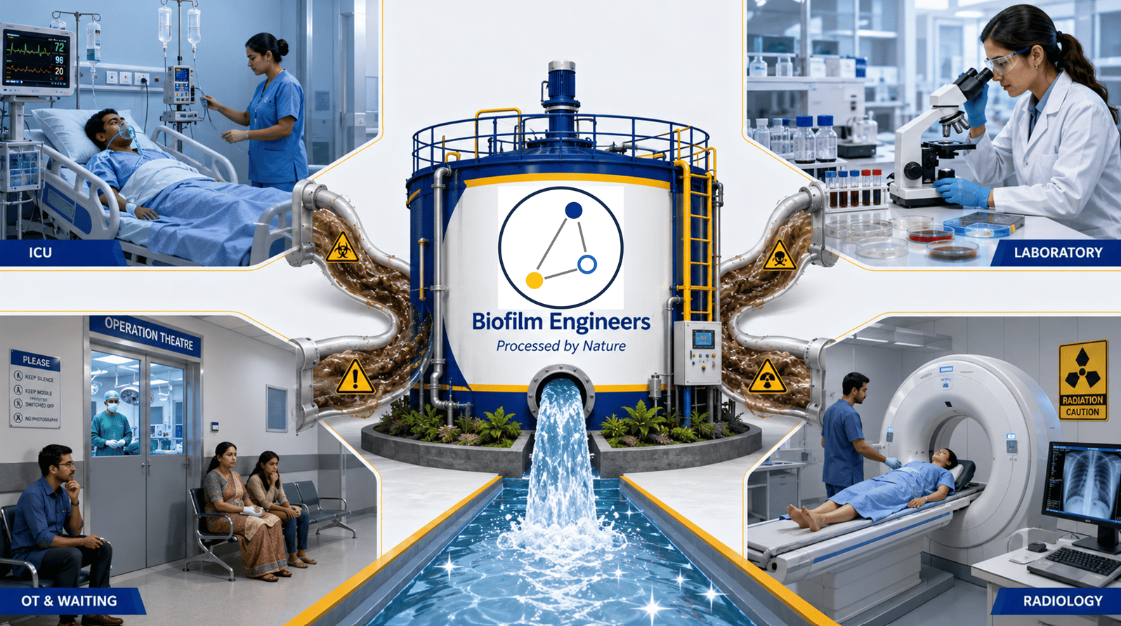 HOSPITAL EFFLUENT TREATMENT PLANT: IT SAVES LIVES ON ONE FLOOR. ON THE FLOOR BELOW, WHERE DOES IT SEND THE DANGER?